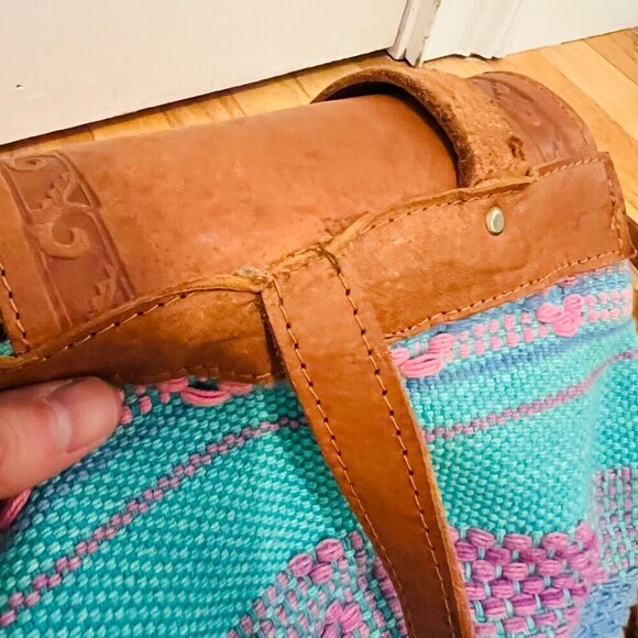 Vintage American Darling Backpack Hand Tooled Saddle Blanket Genuine Leather - Picture 12 of 16